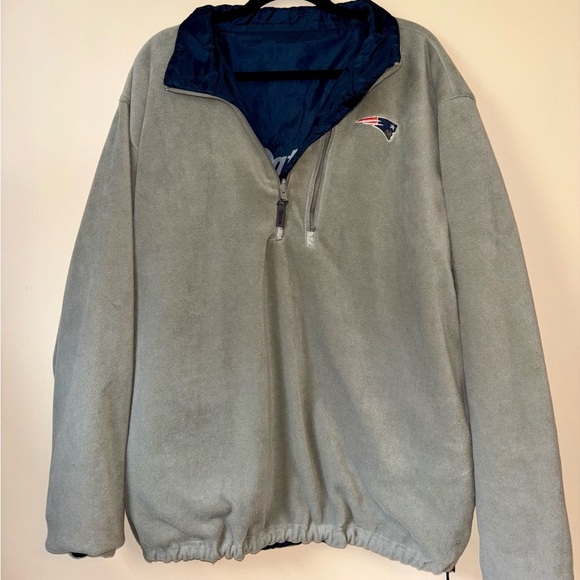 NFL Official Patriots Fleece Lined Windbreaker, Quarter Zip, Reversible - Picture 7 of 8